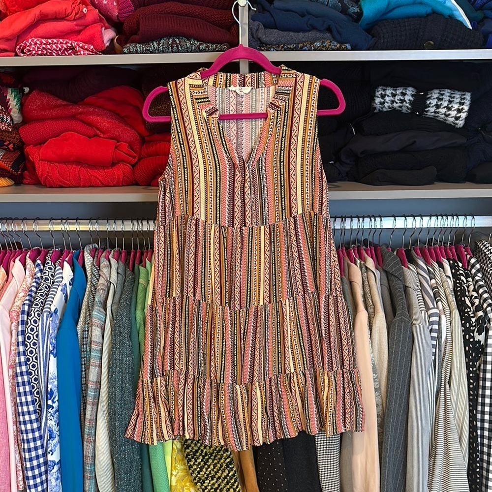 Easel multicolored striped sleeveless v neck dress size XS